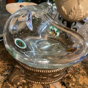 Vintage Murano Art Glass Millefiori Candy Dish